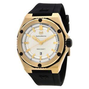 NWT Authentic Technomarine Coral Quartz Silver Dial Men's Watch